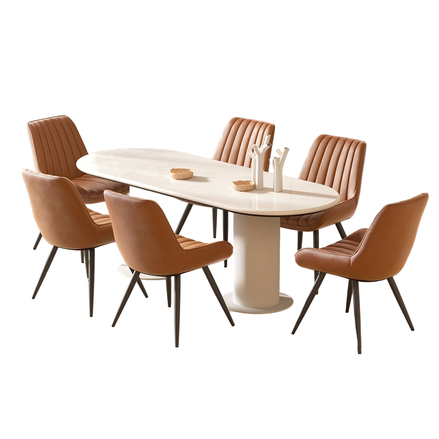 Eetkamerstoel – Stoel – Kuipstoel – Keukenstoel – Zithoekstoel – Set van 6 – Memory Foam Zitting – Metaal en Hout Frame