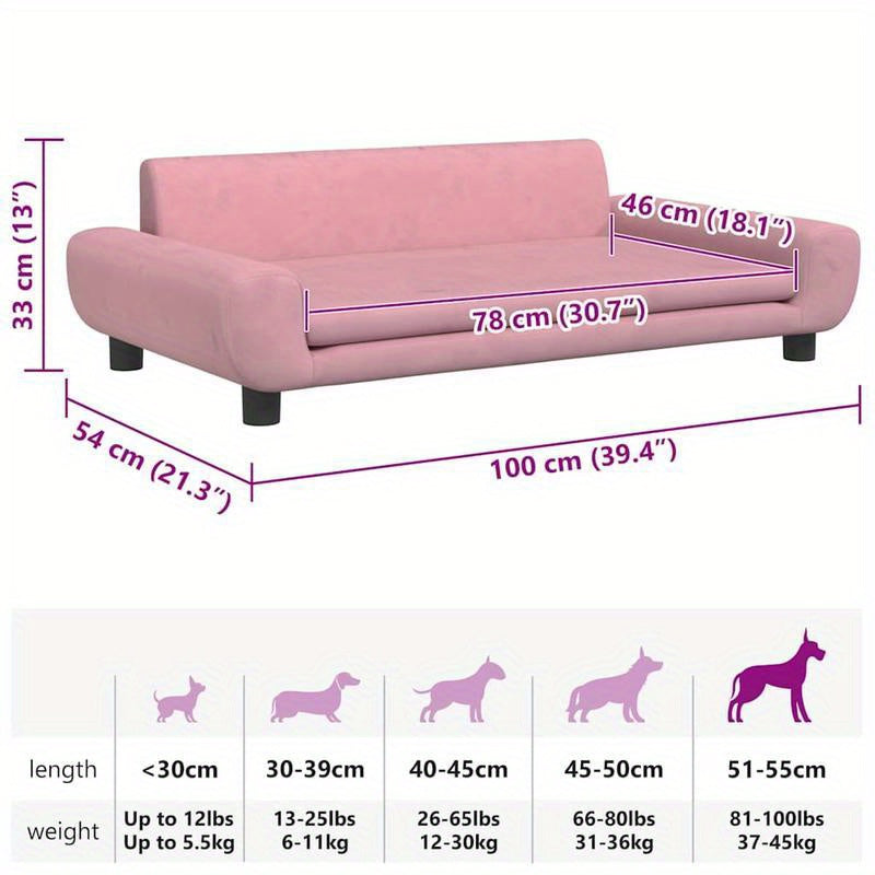 Pink Dog Bed 100x54x33cm Soft and Light Beige-Friendly Stylish and Beautiful Removable and Washable Comfortable and Warm Suitable for Medium-Large Dogs, Pet Furniture, Cozy Pet Furniture, Modern Pet Furniture, Durable Pet Fur