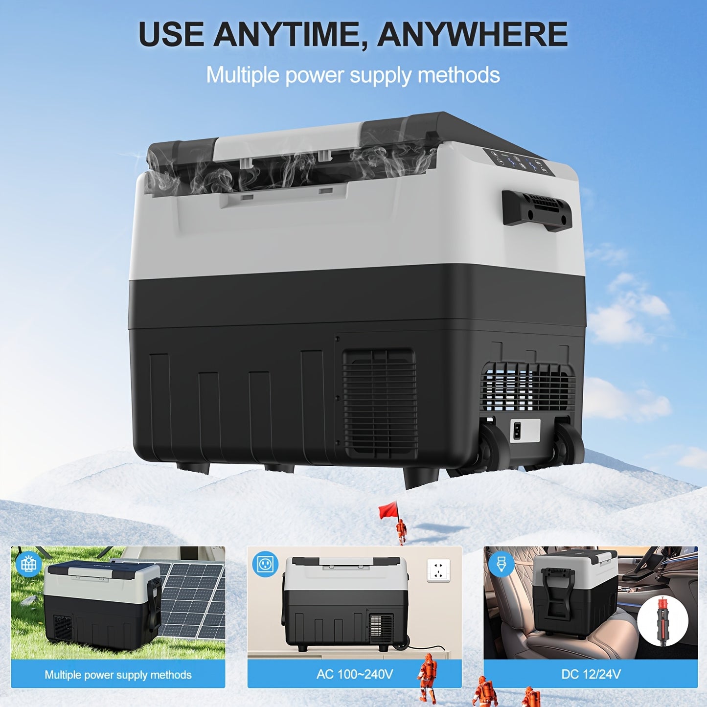 Draagbare Koel- en Vriesunit – Koelbox – Vriesbox – Camping Koeler – Mobiele Koelbox – Dual-Zone Temperatuurregeling – 35L/40L/45L Met Antislip Wielen