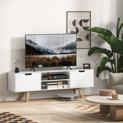 TV-kast – Tv-meubel – Lowboard – Mediameubel – Wandmeubel – Wit – Geschikt voor tv tot 65 inch – Kabelmanagement en ruime opbergladen