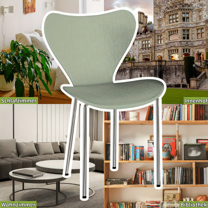 Eetkamerstoel – Stoel – Kuipstoel – Vergaderstoel – Woonkamerstoel – Set Van 4 – Scandinavisch Design – Kunststof Rugleuning Met Metalen Poten