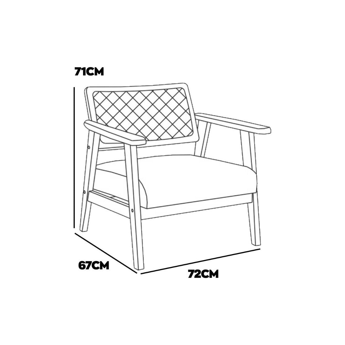 Fauteuil – Armstoel – Relaxstoel – Leunstoel – Clubstoel – Massief Parawood – Polyrattan Details – Beige Fluwelen Bekleding – Water- en Vlekbestendig