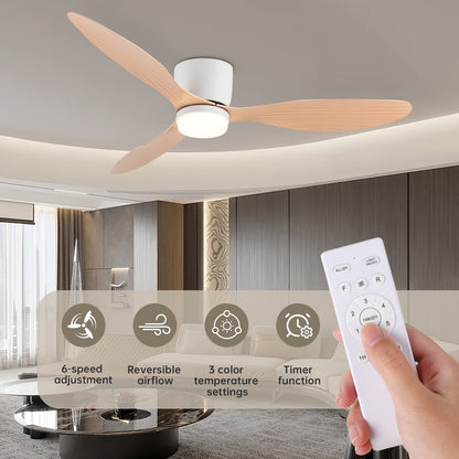 Plafondventilator – Plafondlamp – Plafonniere – Ventilatorlamp – Verlichtingsarmatuur – Zwart – Afstandsbediening – Halve-opbouw Kunststoff