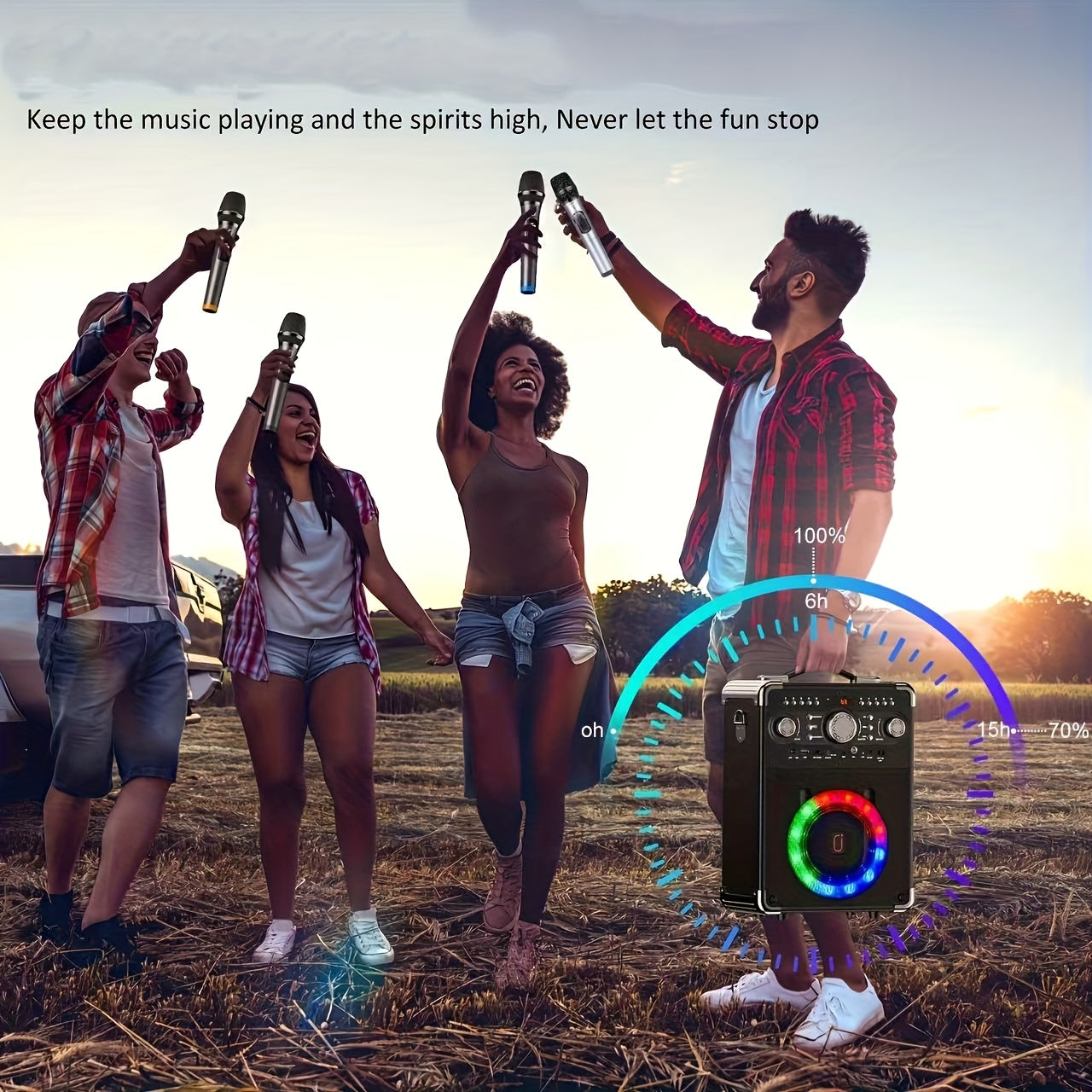 Draagbare Karaoke Machine – Karaoke Speaker – Party Speaker – Bluetooth Speaker – Muziekbox – Draadloos Met 2 Microfoons – RGB Verlichting – USB-C Snel Opladen