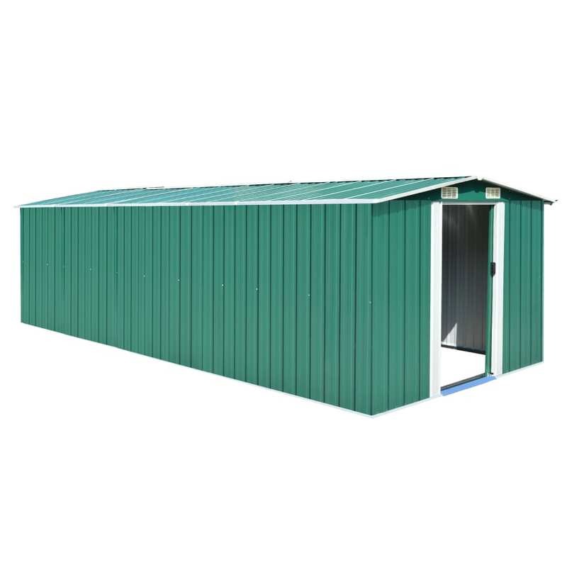 Large 257x580x181cm Heavy-Duty Steel Frame Green Outdoor Storage Shed with Removable Roof & Walls - Portable Garden Shed with Ventilation System, Spacious Interior for Lawn Equipment, Tools, Bikes - Durable Metal Construction