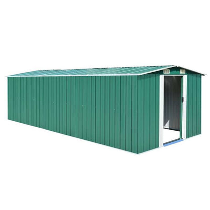 Large 257x580x181cm Heavy-Duty Steel Frame Green Outdoor Storage Shed with Removable Roof & Walls - Portable Garden Shed with Ventilation System, Spacious Interior for Lawn Equipment, Tools, Bikes - Durable Metal Construction