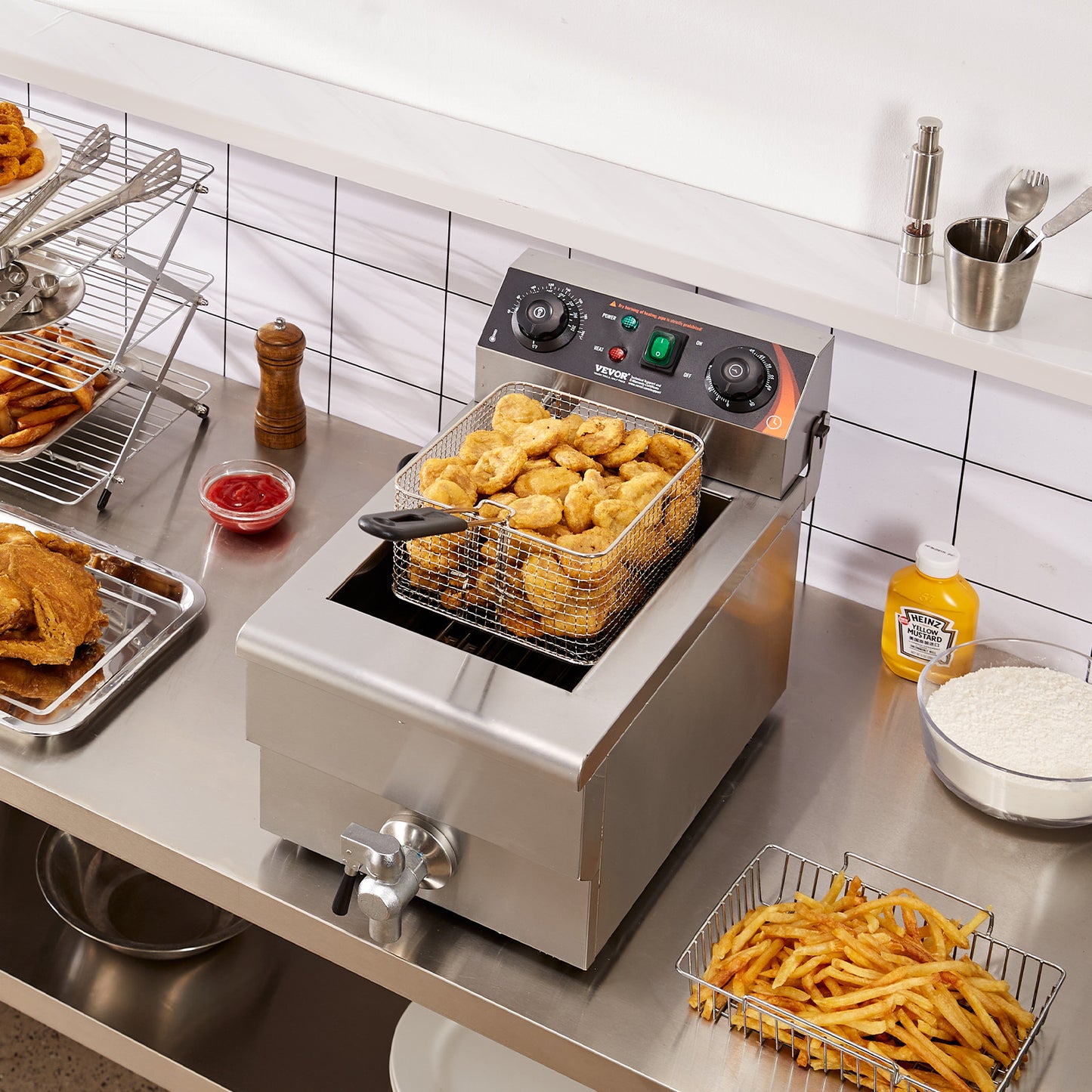 Friteuse – Frituurpan – Elektrische Friteuse – Koude Zone Friteuse – Professionele Frituurpan – 9 Liter Capaciteit – RVS Behuizing – 2200 Watt