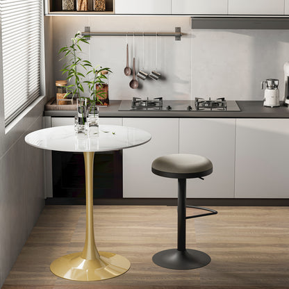 Witte Marmeren Tafel – Eettafel – Bistrotafel – Terrastafel – Hoteltafel – Vlam- en Vlekbestendig – Metalen Frame Gouden Accenten