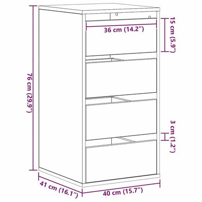 Modern Minimalist Black Oak Wood Storage Cabinet with Lockable Drawers - 40x41x76cm Heavy-Duty Floor-Standing Organizer, Multi-Drawer Chest for Bedroom, Living Room & Office, Easy Assembly, Space-Saving Design, Durable Wood C