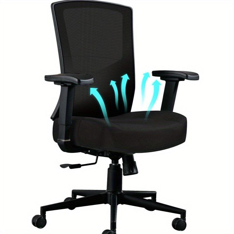 Heavy-Duty Ergonomic Office Chair - High Back Mesh Backrest with Adjustable Height, 2D Lumbar Support & 105° Recline, Swivel Computer Desk Chair, for Home Office, Call Center, Gaming - Supports Up to 200kg/440lbs, Sturdy Whe