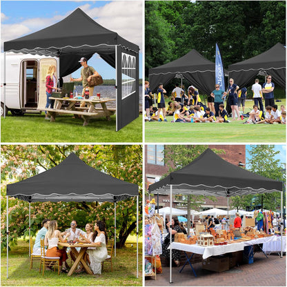 Partytent – Paviljoen – Feesttent – Tuintent – Overkapping – Pop-up – Met 4 Zijwanden – 3,05x3,05 m – Versterkt Carbonstaal Frame – Waterdicht Oxford Stof