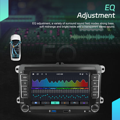 Podofo Android 15 Car Stereo for VW Golf 5/6, Passat, Jetta, Tiguan,, Caddy & More - 8-Core 6GB+128GB, 7-inch/9-inch HD IPS Touchscreen, CarPlay/Android Auto, GPS Navigation, Steering Wheel Control, Plug & Play (No Cables), A