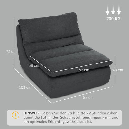 Schuim Loungestoel – Vloerstoel – Relaxzetel – Loungechair – Zitzak – Lichtgewicht & Hoogwaardige Schuimvulling – Elektriciteitvrij & Compact Grijs