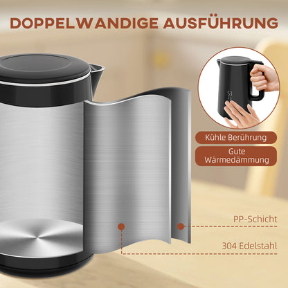 Keukenset Waterkoker Broodrooster Ontbijtset Kookset – Zwart – 2200W Waterkoker – 7 Bruiningsniveaus – RVS & BPA-vrij