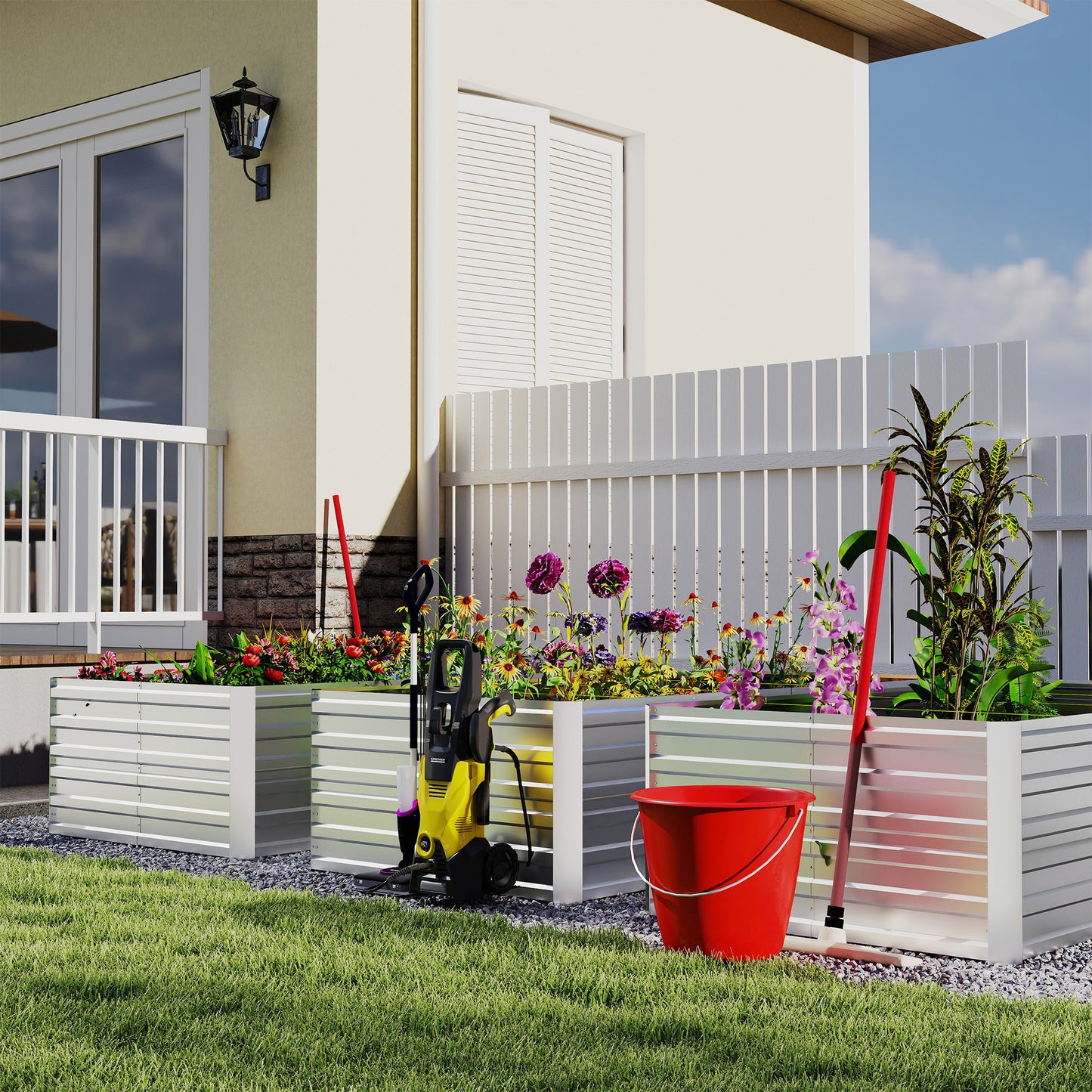 Verhoogde Metalen Tuinbak – Plantenbak – Bloembak – Kruidenbak – Groentebak – Silvery – Verzinkt Staal – Weerbestendig – Eenvoudige Montage
