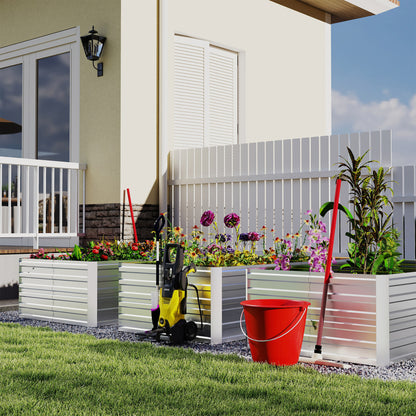 Verhoogde Metalen Tuinbak – Plantenbak – Bloembak – Kruidenbak – Groentebak – Silvery – Verzinkt Staal – Weerbestendig – Eenvoudige Montage