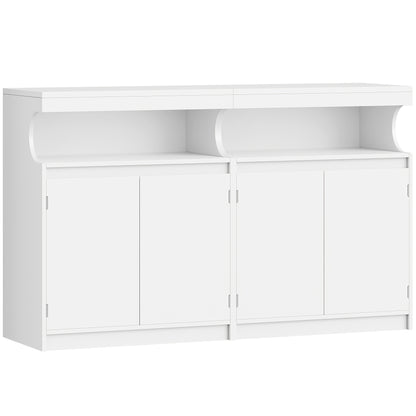 Dressoirkast – Dressoir – Opbergkast – Ladekast – Commode – Wit – 140 cm Breed – 5 Verstelbare Planken