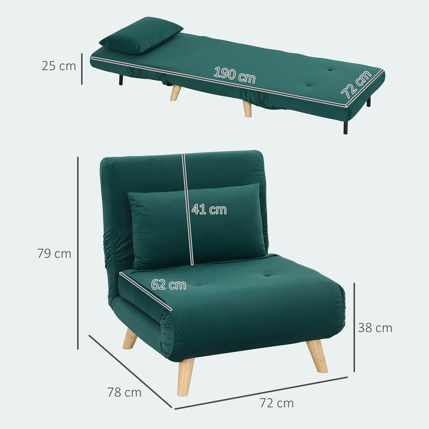 Relaxfauteuil – Slaapfauteuil – Relaxstoel – Ligstoel – Donkergroen – Verstelbare Rugleuning – Stevig Metalen Frame tot 120 kg