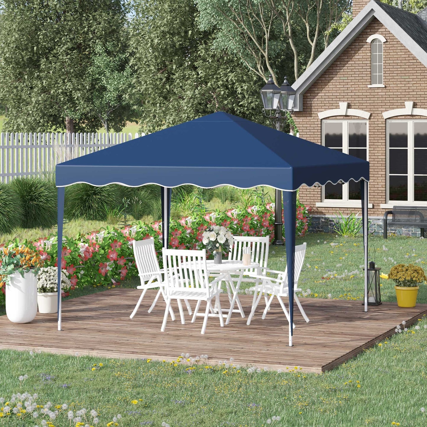 Partytent – Tuinpaviljoen – Feesttent – Vouwtent – Easy-up – 3x3 Meter – UV Bescherming – Verstelbare Hoogte – Stalen Frame – Oxford Stof – Blauw
