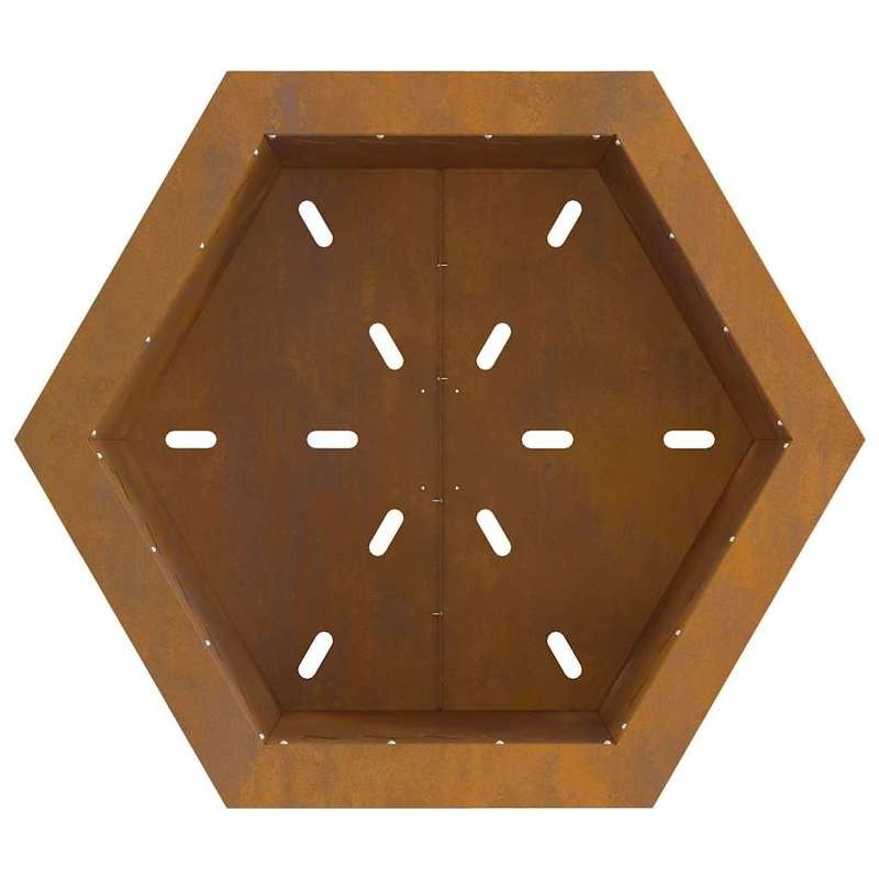Large Rectangular Brown Metal Fire Pit - 58x58x51cm Outdoor Indoor Patio Heater, Durable Modern Design for Garden, Terrace & Winter Heating, Cozy Gatherings - Compatible with Firewood & Log Burners (No Ignition System Include