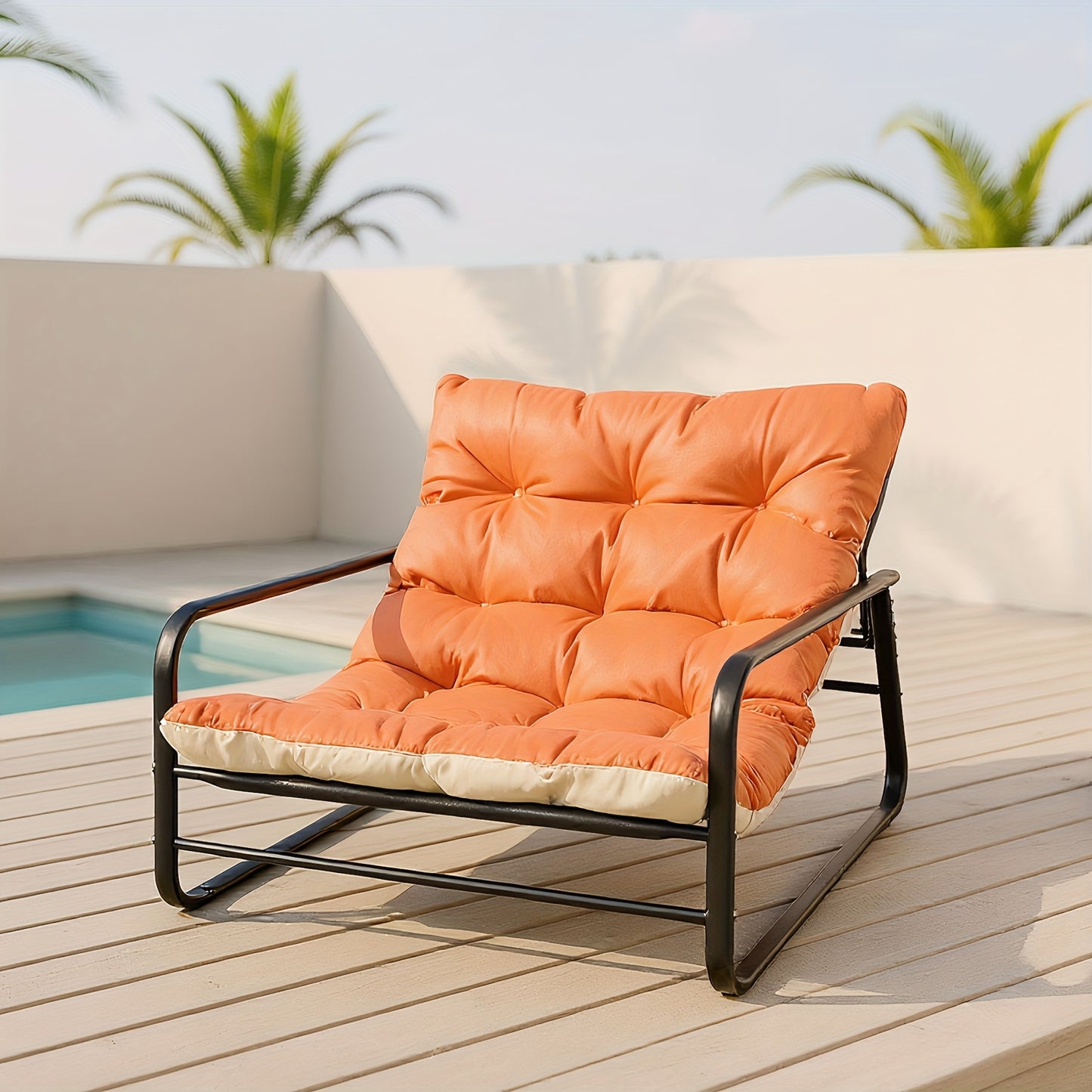 Waterdicht Buiten-2-Zits Reclame-Sofa met Verwijderbare Kussens – Robuust Handmatig Verstelbaar Lounge-Meubel voor Balkon, Tuin of Zwembad (Oranje/Beige)