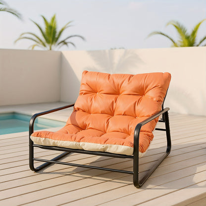 Waterdicht Buiten-2-Zits Reclame-Sofa met Verwijderbare Kussens – Robuust Handmatig Verstelbaar Lounge-Meubel voor Balkon, Tuin of Zwembad (Oranje/Beige)