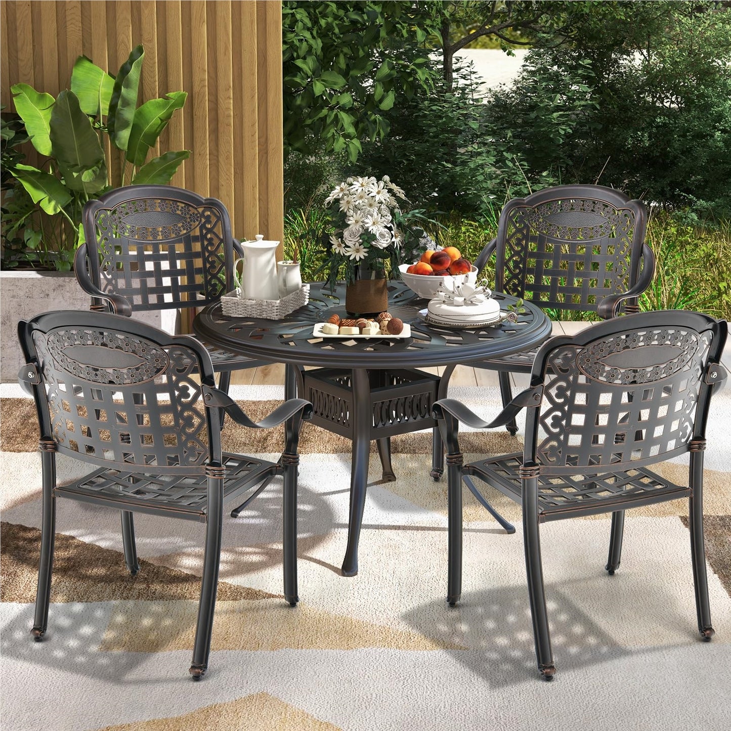 Aluminium Tuinstoelen Set – Tuinstoel Met Armleuning – Stapelbare Tuinstoelen – Balkon Stoelen – Patio Stoelen – Weerbestendig Aluminium – Stapelbaar & Ruimtebesparend