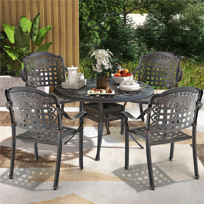 Aluminium Tuinstoelen Set – Tuinstoel Met Armleuning – Stapelbare Tuinstoelen – Balkon Stoelen – Patio Stoelen – Weerbestendig Aluminium – Stapelbaar & Ruimtebesparend