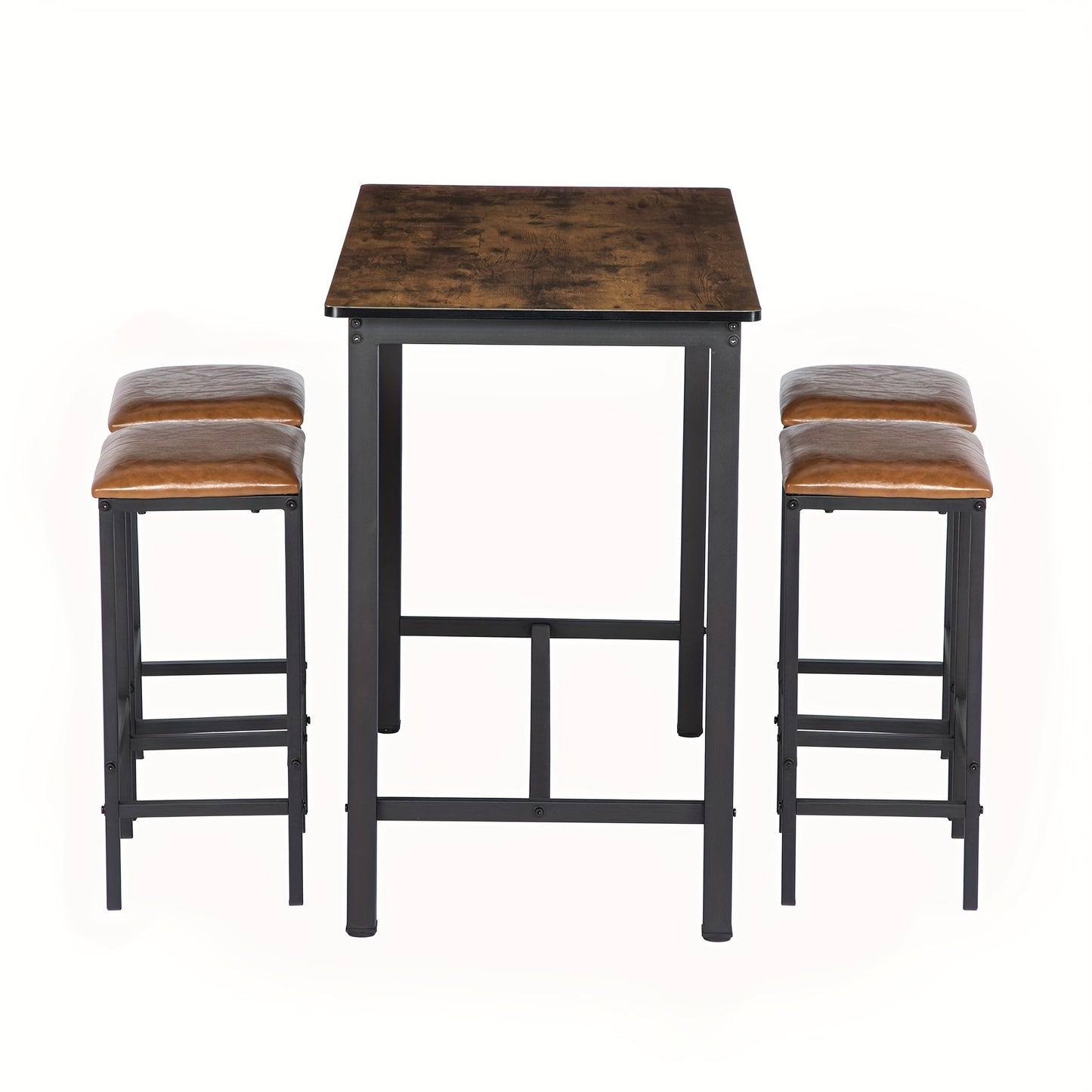 Bartafelset – Bartafel – Barkrukken Set – Eettafel – Keukentafel – Industrieel Design – MDF Hardhoutlook – Zwart Gietijzer Onderstel