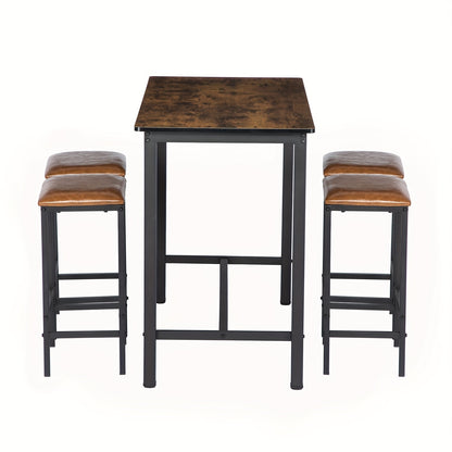 Bartafelset – Bartafel – Barkrukken Set – Eettafel – Keukentafel – Industrieel Design – MDF Hardhoutlook – Zwart Gietijzer Onderstel