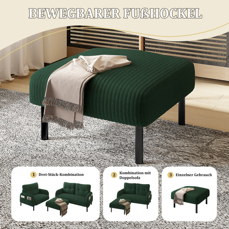 Premium Cord Fabric Stool with Metal Frame – Ultra-Soft Velour Cover for Ultimate Comfort – Versatile Use as Footrest, Stool, or Side Table – Quick & Tool-Free Assembly