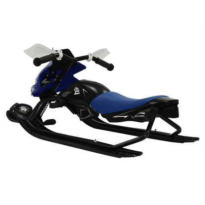 Slee – Sneeuwslee – Skibob – Bobslee – Kinderslee – Stevig IJzeren Frame – Verstelbare Zitting met Remmen – 124 cm – Blauw