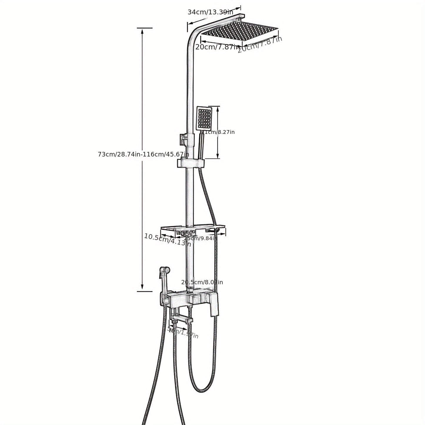 Regendouche – Douchekolom – Douche Set – Douchekop – Douchekraan – Chroom – 29x19 cm Regendouchekop – 304 Roestvrij Staal & Messing