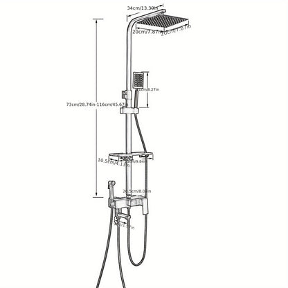 Regendouche – Douchekolom – Douche Set – Douchekop – Douchekraan – Chroom – 29x19 cm Regendouchekop – 304 Roestvrij Staal & Messing