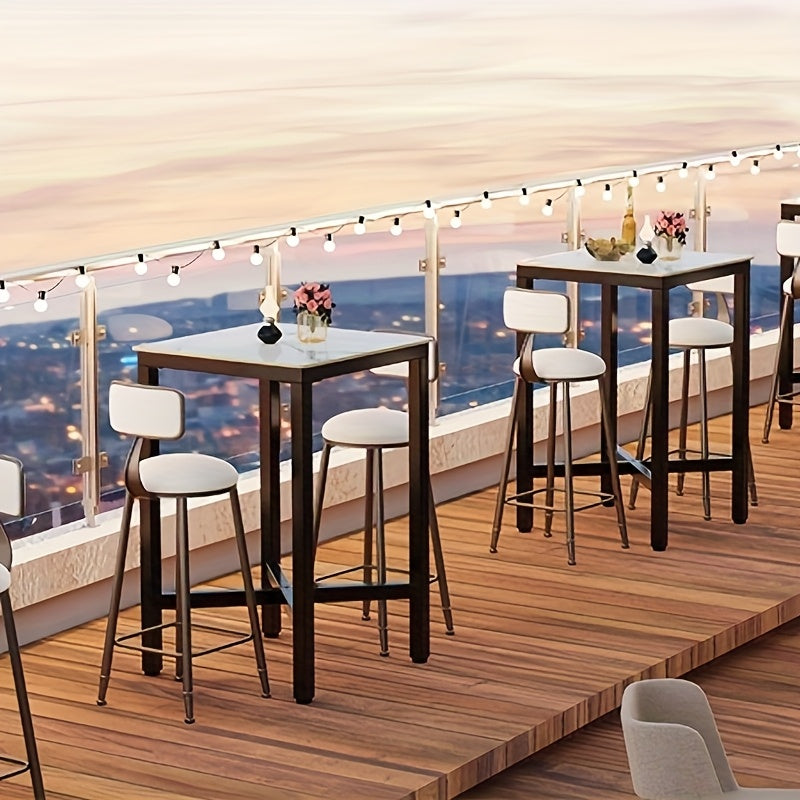 Eettafel – Tafel – Bartafel – Keukentafel – Bistrotafel – Krasbestendig Glanzend Blad – Stevig Metalen Kruisvoet