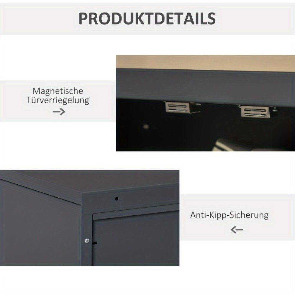 Metalen Kast – Opbergkast – Archiefkast – Dichte Kast – Kantoor Kast – Met Gelouvelleerde Deuren – 2 Verstelbare Legplanken – 75x33x110 cm – Robuust & Ventilerend