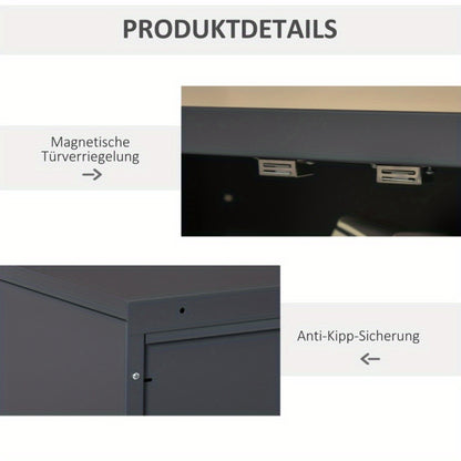Metalen Kast – Opbergkast – Archiefkast – Dichte Kast – Kantoor Kast – Met Gelouvelleerde Deuren – 2 Verstelbare Legplanken – 75x33x110 cm – Robuust & Ventilerend