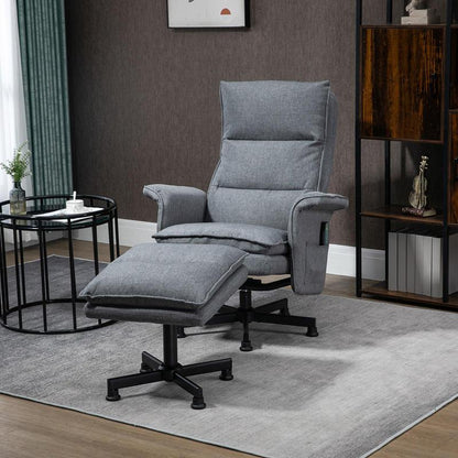 Easy-to-Assemble Ergonomic Massage Office Chair with Footrest - 8-Position Adjustable Backrest, Manual Massage System, Heavy-Duty Plastic Frame & Soft Cushioned Seat - Ideal for Home Office, Bedroom, or Professional Workspace