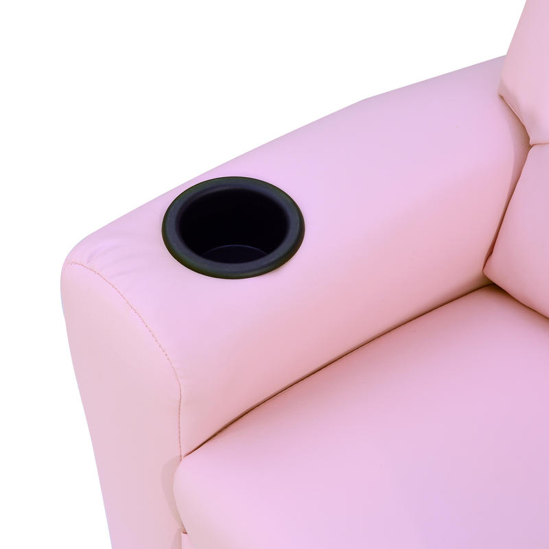 Relaxfauteuil – Relaxstoel – Zetel – Fauteuil – Lounge Chair – Compact Formaat – Hardhouten Frame – Roze – Handmatig Verstelbaar – Met Cup Holder