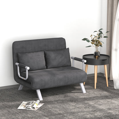 Slaapbank – Bedbank – Slaapstoel – Logeerbed – Sofa – Verstelbare Rugleuning – Zachte Velvet Bekleding – Grijs