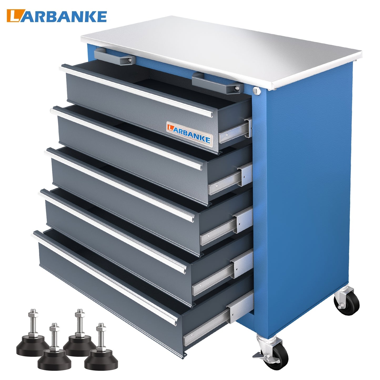 5-drawer Rolling Tool Cabinet, Wheeled Tool Cabinet With Link Buckle And Drawer Pad, Tool Cabinet With Locking System, Can Be Combined Into A Large Cabinet Kit, Suitable For Home Garages, Warehouses