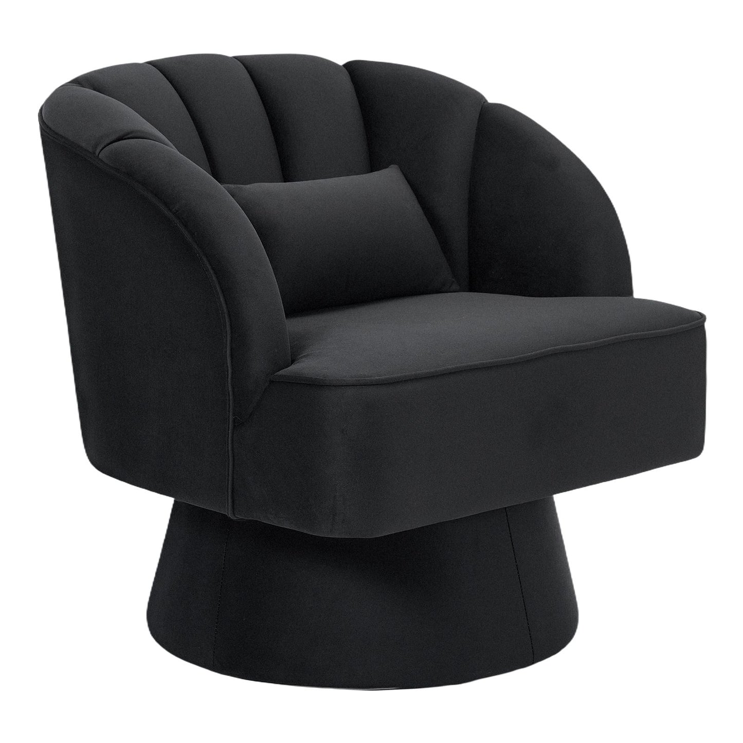 Swivel Accent Chair 360° Barrel Lounge Chair with Modern Striped Backrest | Round Armchair for Living, Bedroom Reading Nook, Hardwood, Non-Adjustable, Wipe Clean