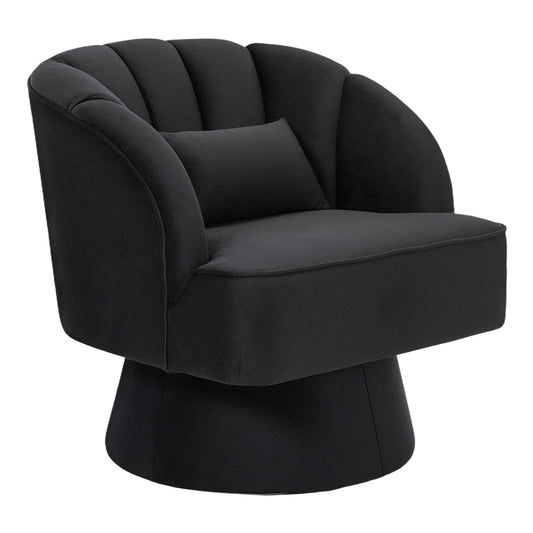 Swivel Accent Chair 360° Barrel Lounge Chair with Modern Striped Backrest | Round Armchair for Living, Bedroom Reading Nook, Hardwood, Non-Adjustable, Wipe Clean