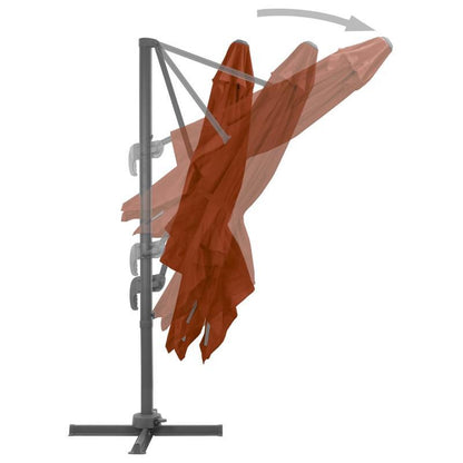 Parasol – Buitenparasol – Zonnescherm – Tuinparasol – Terrasparasol – Verstelbare Hoogte – 300x300 cm – Aluminium Frame – Weerbestendig – Terracotta