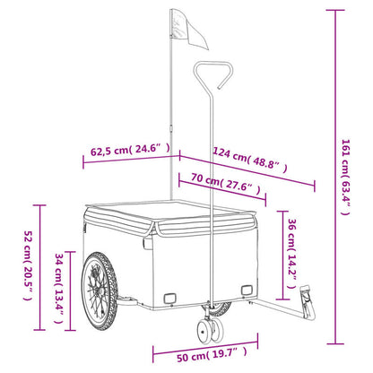 Black and Yellow Bike Trailer - Durable Iron Construction with Anti-Tip Base, 45 kg Load Capacity - Optimal Stability for Heavy Loads | Work/Camping/Heavy Luggage Equipment