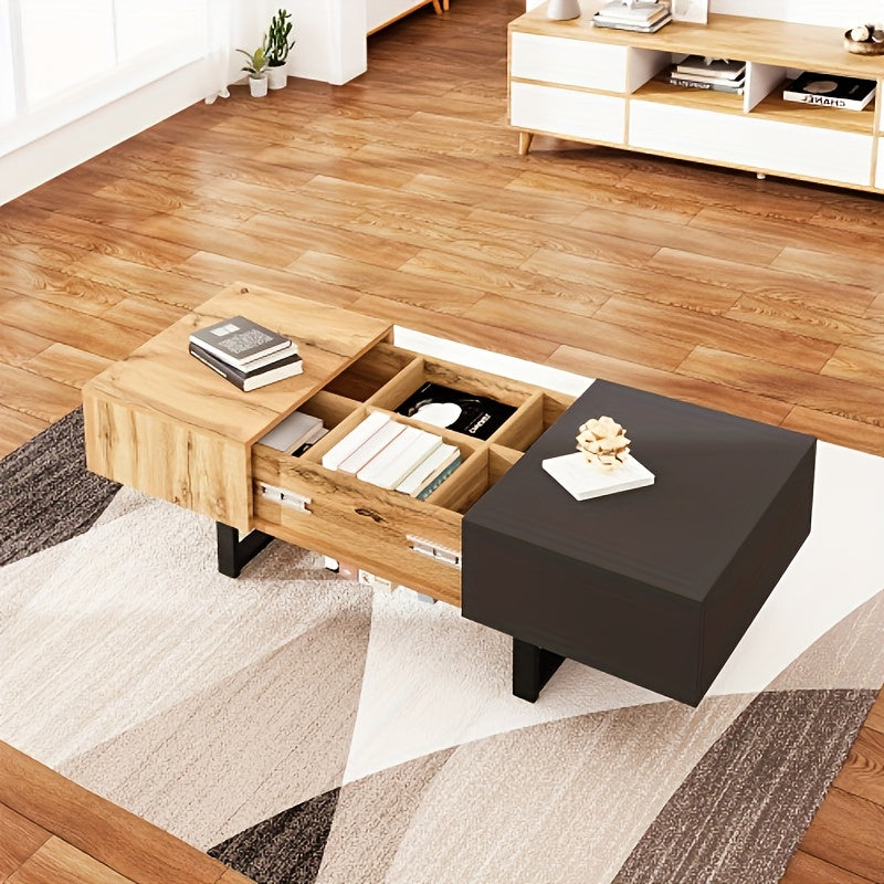 Ronde Uitschuifbare Eettafel – Ronde Tafel – Uitklapbare Tafel – Schuiftafel – Eetkamertafel – Marmerlook – Zwart Metalen X-onderstel – Diameter 100-140 cm – Hoogte 75,5 cm