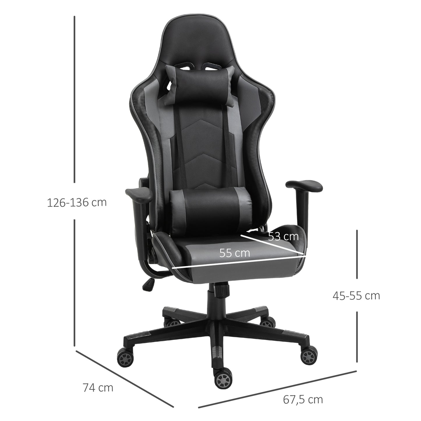Ergonomische Bureaustoel – Gamingstoel – Draaistoel – Bureaustoel Kunstleer – Kantoorstoel – Zwart – Verstelbare Zithoogte – 160° Kantelbare Rugleuning