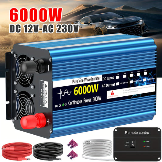 Omvormer 12V Naar 230V – Stroomomzetter – Spanningsomvormer – Inverter – Puresinegolf – 3000W Continu Vermogen – USB Poorten