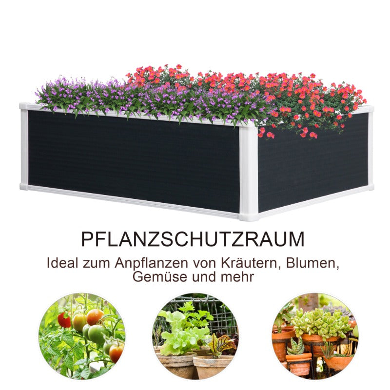 Verhoogde Plantenbak – Tuinbak – Balkonbak – Kweekbak – Plantenbak Grijs – Duurzaam Kunststof – Efficiënt Drainagesysteem – 100x80x30 cm – Weerbestendig Design