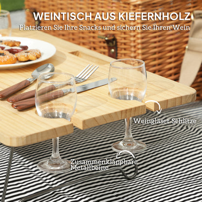 Vlechtwerk Picknickmand – Picknickmand Set – Picknicktas – Picknickkoffer – Picknickbak – Voor 4 Personen – Lichtgewicht Natuurlijke Materialen – Inclusief Picknickdeken & Flesopener